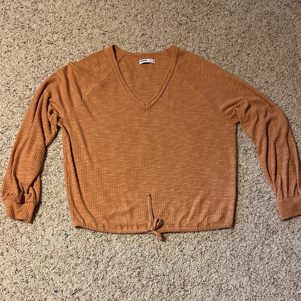 Sonoma Thread Women's Brown Long Sleeve V-Neck Top